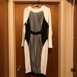 Fitted black and white dress